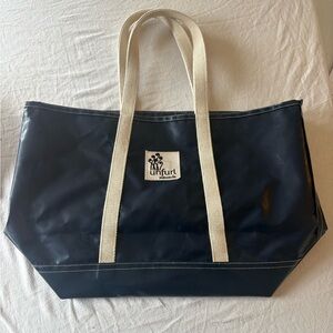 ShoreBags navy water resistant tote with cream straps